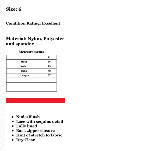 ❌SOLD❌DRESS by Vera Wang Nude Lace Sequins Dress 6 - Picture 6 of 6